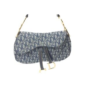 Dior Saddlebag Christian Handbag Navy Blue Double Trotter